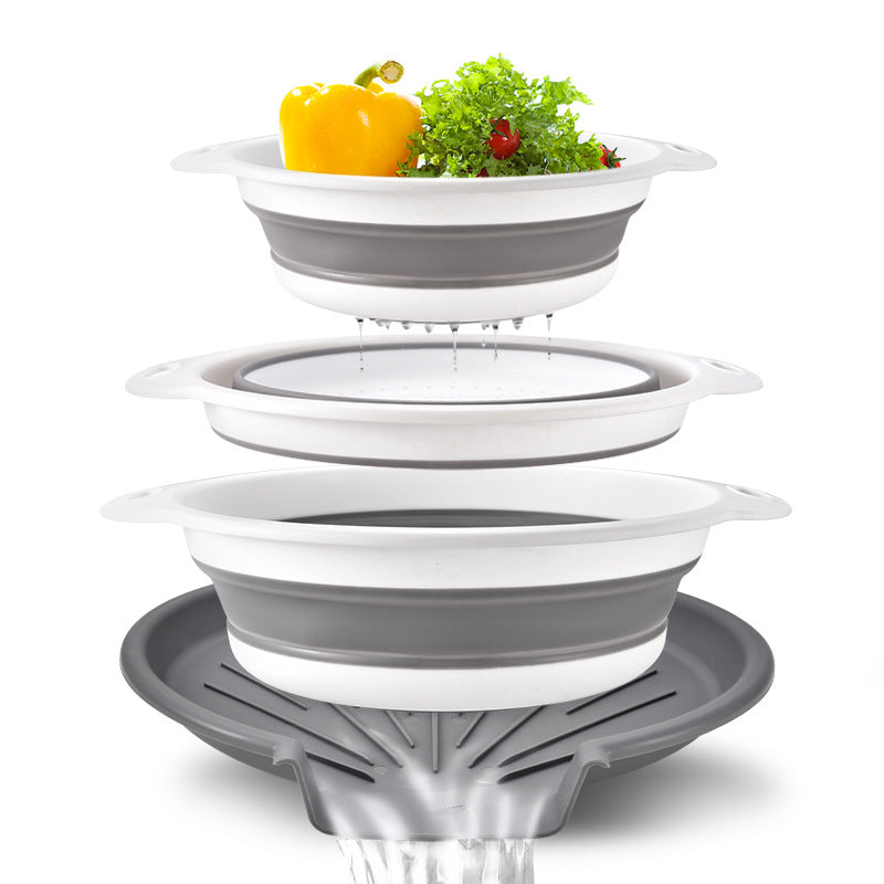 Rinse, Drain, Fold Flat — 3-Piece Collapsible Colander Set